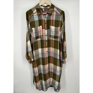 Pilcro Anthropologie Side-Slit Maxi Tunic Button Down Duster Boho Size Medium